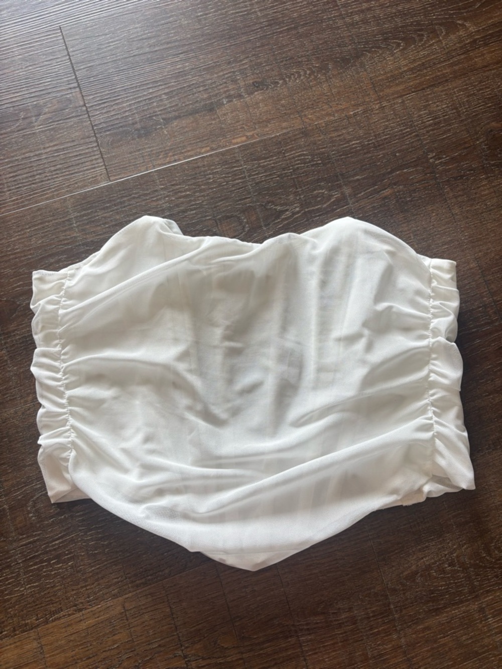 White Strapless Ruched Bustier Corset Top